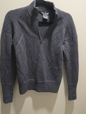 Aether Women's Gray Quarter-Zip Ribbed Sweater Size 2